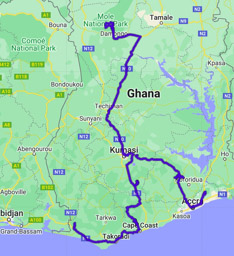 Our Route in Ghana
